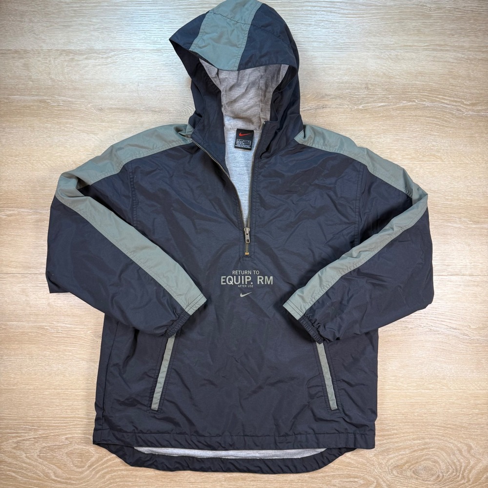Vintage 90s Nike Youth Large Anorak Jacket Windbreaker Lined Athletic Sportswear